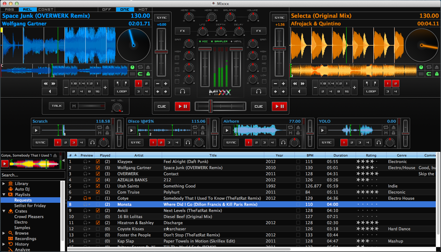 The Mixxx interface - Deere skin