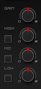 The EQ Controls of a deck in the mixer
