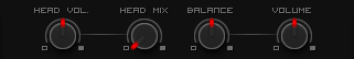 The headphone and master mix knobs