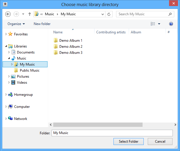 Mixxx 1st run - Choose music library directory dialog