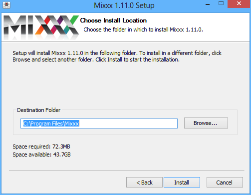 Mixxx Installation - Ready to install the application