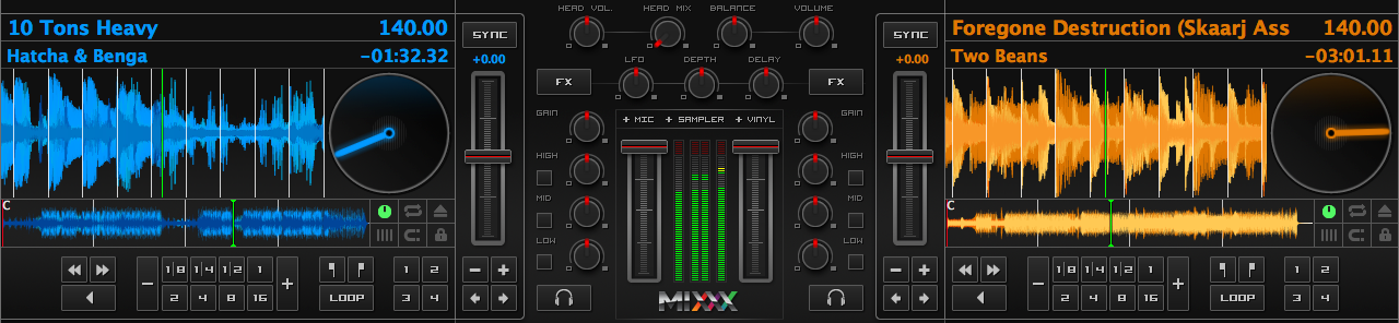 Mixxx default skin (Deere) - Separate waveforms