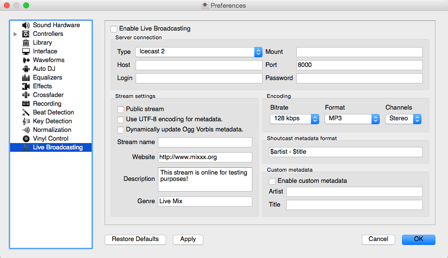 live podcast shoutcast software