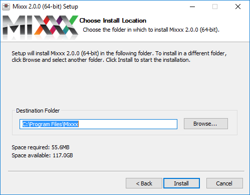 Mixxx Installation on Windows 10 - Ready to install the application
