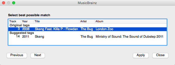Mixxx-Bibliothek - MusicBrainz-Assistent