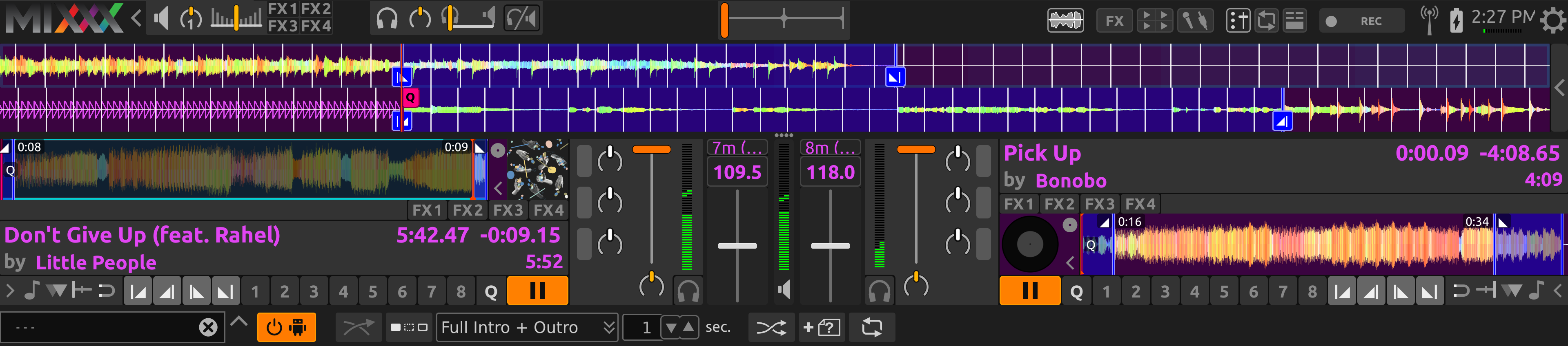 Marqueurs de début Intro et de Outro alignés par Auto DJ