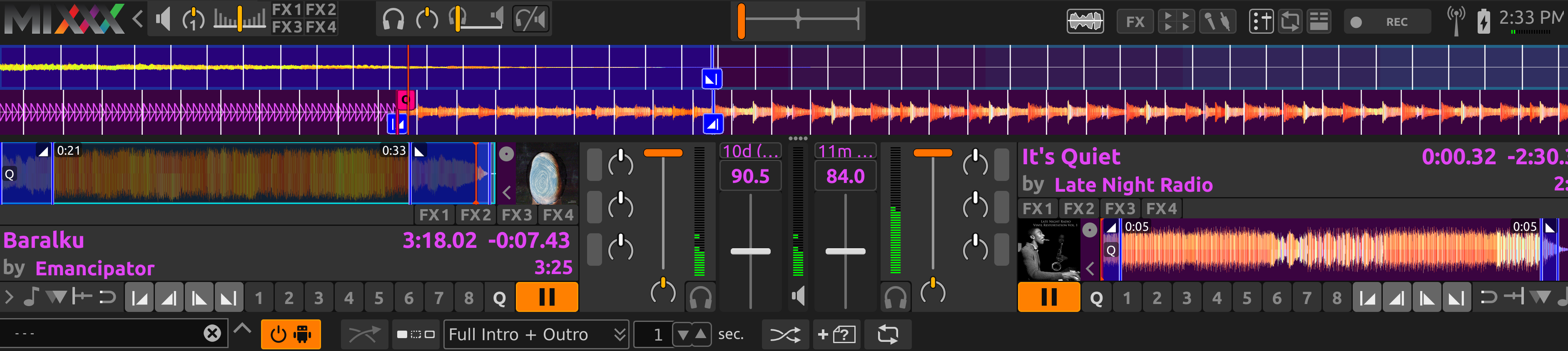 Repères de fin Intro et Outro alignés par Auto DJ